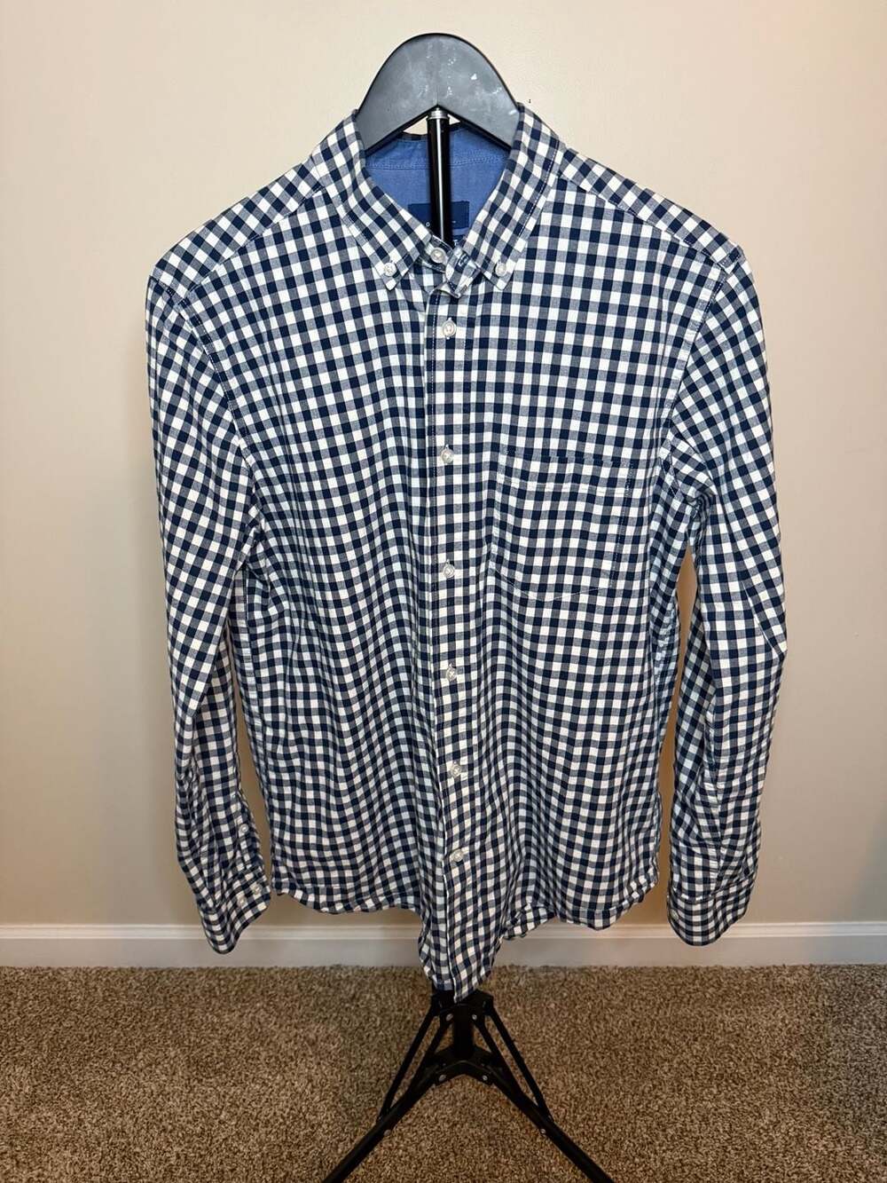 Men's Classic Fit Cotton Gingham Button Down Shirt Size M (38-40)